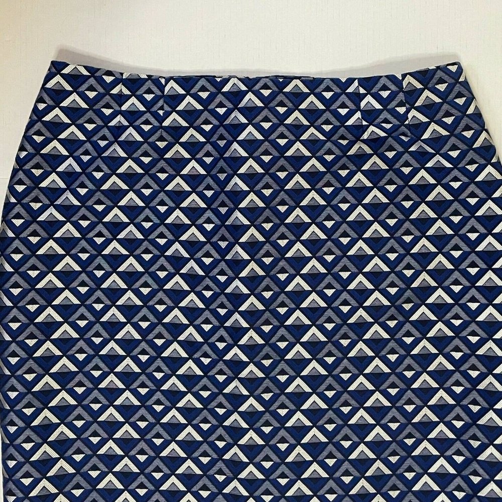 Jones Studio Separates Blue & Silver Diamonds Patterned Pencil Skirt Size 16 - Picture 12 of 12